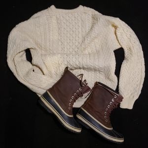 Fisherman knit wool sweater